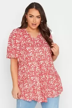 Floral Pleat Front Top