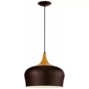 Pendant Ceiling Light Brown with Cream Inner Coloured Steel Bulb E27 1x60W