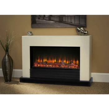 Raby Electric Fireplace Fire Heater Heating Real Log Effect Remote - Suncrest