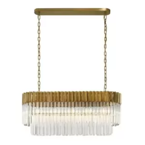 Luminosa Lighting - Luminosa Pendant Rectangle 5 Light E14, Brass, Clear Glass, Item Weight: 21.2kg