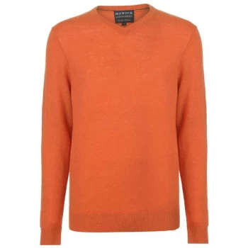 Howick Arlington V-Neck 100% Lambswool Jumper - Dusk Orange