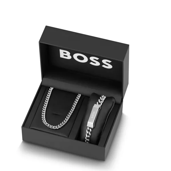 Boss Neckless & Bracelet Gift Set Silver One Size