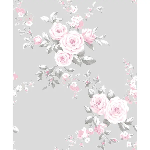 Catherine Lansfield Canterbury Floral Wallpaper, Grey & Pink