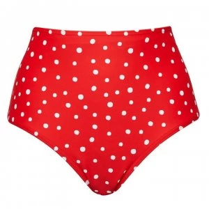 Figleaves High Waist Tummy Control Brief - RED/WHITE SPOT