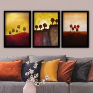 3SC24 Multicolor Decorative Framed Painting (3 Pieces)