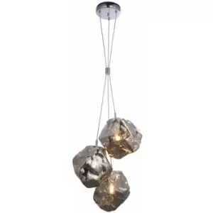 Metallic Chrome 3 Light Ceiling Pendant Modern Rock Design Hanging Light Fitting