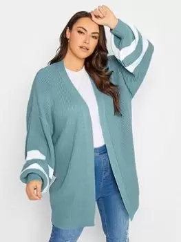 Yours Varsity Balloon Sleeve Cardigan - Blue Size 22-24, Women