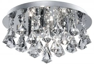 4 Light Ceiling Semi Flush Light Chrome with Diamond Crystals, G9