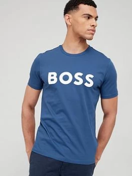 BOSS Thinking 1 Large Logo T-Shirt - Navy, Size L, Men