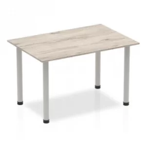 Impulse 1200mm Straight Table Grey Oak Top Silver Post Leg I003251