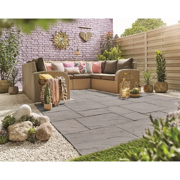 Stylish Stone Chantry Paving Patio Kit Graphite - 10.22 sqm