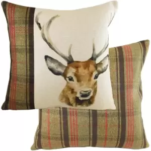 Evans Lichfield Hunter Stag Cushion Cover (60cm x 40cm) (Green/Brown/Red)