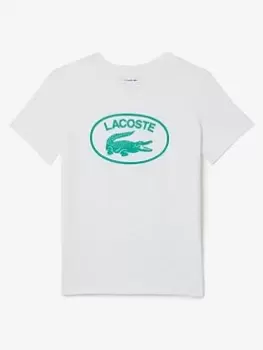 Lacoste Boys Croc Graphic T-Shirt - White, Size 3 Years