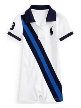 Ralph Lauren Baby Boys Big Pony Polo Romper - White, Size 6 Months