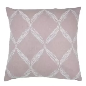 Olivia Lattice Embroidered Cushion Blush, Blush / 45 x 45cm / Polyester Filled