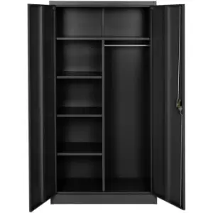 Filing cabinet with 6 shelves and rail - metal filing cabinet, office cabinet, home filing cabinet - Black 80cm - black