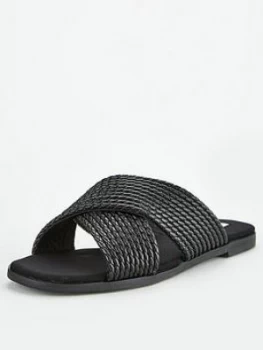 Office Steffanni Cross Over Flat Sandals - Black