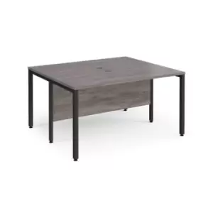 Maestro 25 back to back straight desks 1400mm x 1200mm - Black bench leg frame and grey oak top