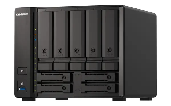 QNAP TS-h973AX 8GB RAM with 60TB Installed Storage 9 Bay SATA Desktop NAS Storage TS-H973AX-8G/60TB-TOSH