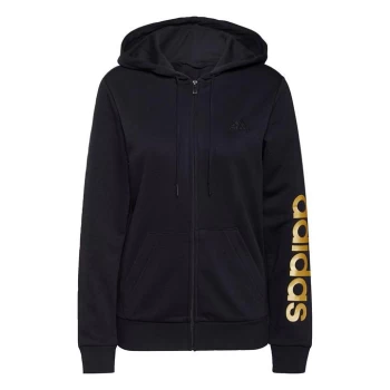 adidas Essentials Logo Full-Zip Hoodie Womens - Black / Gold Metallic