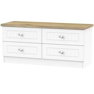 Robert Dyas Wilcox Ready Assembled 4-Drawer Midi Chest of Drawers - Porcelain Ash