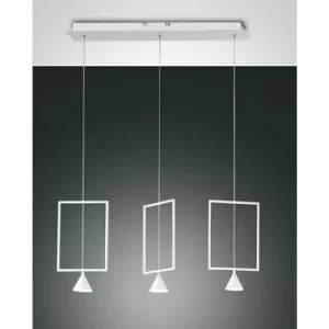 Fabas Luce Sirio LED Straight Bar Pendant Ceiling Light White Glass