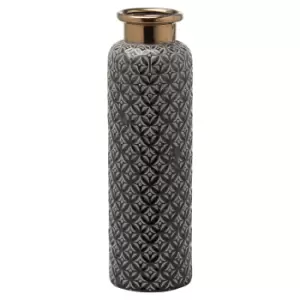 Hill Interiors Seville Collection Lebes Vase (37cm x 15cm x 15cm) (Black/Beige/Brass)