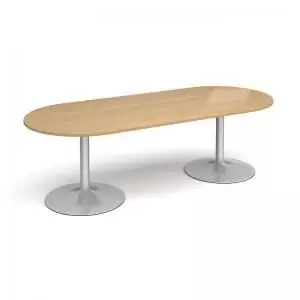 Trumpet base radial end boardroom table 2400mm x 1000mm - silver base