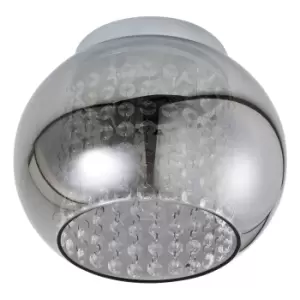 Spa Megara 2 Light Cloche Ceiling Light Decorative Crystal Smoke Glass and Chrome