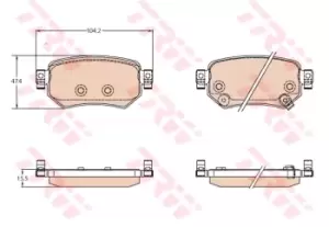 TRW Brake pad set GDB3632 Brake pads,Brake pad set, disc brake MAZDA,6 Kombi (GJ, GL),6 Limousine (GJ, GL)