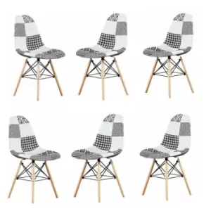 Chrono Patchwork Eiffel Dining Chair - Set of 6 - Multicoloured - Multi