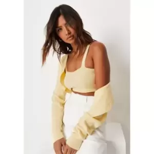 Missguided Knitted Crop Top and Cardigan Co Ord Set - Yellow