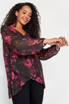 Floral Print Wrap Blouse