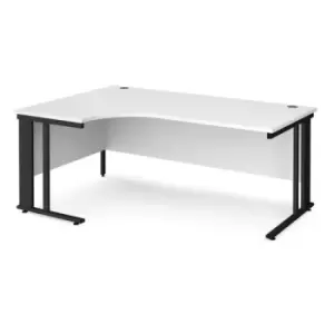 Office Desk Left Hand Corner Desk 1800mm White Top With Black Frame 1200mm Depth Maestro 25 MCM18ELKWH