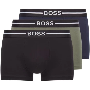 Hugo Boss 3 Pack Organic Trunks Black/Khaki/Navy Size L Men