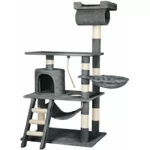 Tectake - Cat tree scratching post Stokeley - cat scratching post, cat tower, scratching post - grey