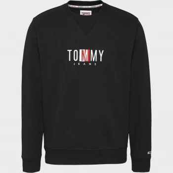 Tommy Jeans Mens Timeless Logo 2 Crewneck Sweatshirt - Black - M