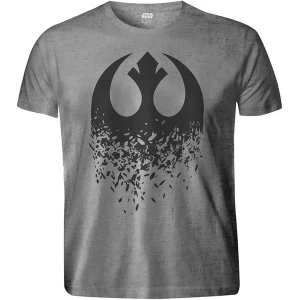 Star Wars - Episode VIII Rebel Logo Splintered Unisex Small T-Shirt - Grey