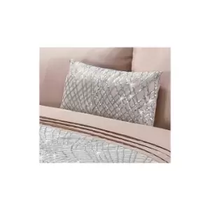 Charleston Glitter Sequins Duvet Cover Set Bedding Range Blush 1 x Filled Boudoir Cushion - Blush