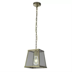 Voyager 1 Light Lantern Pendant Antique Brass, E27