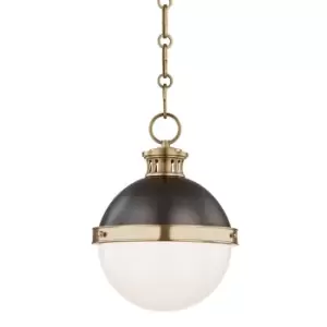 Latham 1 Light Small Pendant Black, Gold, Glass