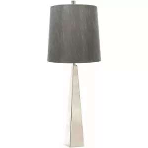 Loops - Square Table Lamp Dark Grey Shade Highly Polished Nickel LED E27 60W