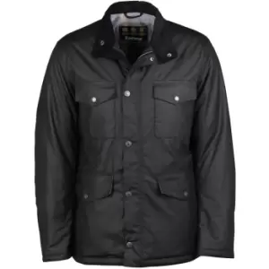 Barbour Mens Bainbridge Wax Jacket Black/Grey Stone Tartan XXL