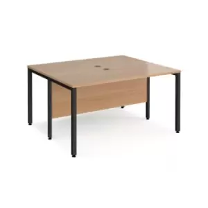 Office Desk 2 Person Rectangular Desk 1400mm Beech Tops With Black Frames 1200mm Depth Maestro 25