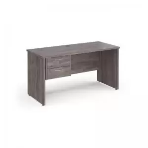 Maestro 25 straight desk 1400mm x 600mm with 2 drawer pedestal - grey