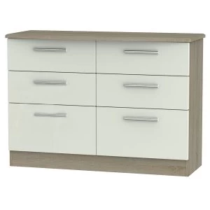 Robert Dyas Kirkhill Ready Assembled 6-Drawer Midi Chest of Drawers - Taupe Cedar
