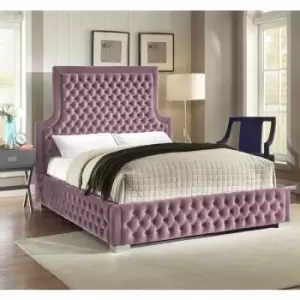 Yanis Upholstered Beds - Plush Velvet, Single Size Frame, Pink - Pink