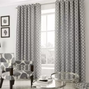 Oh' Circles Eyelet Curtains Silver