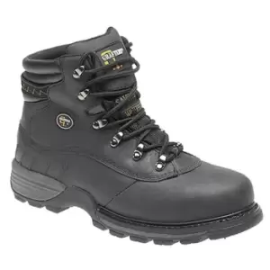 Grafters Mens Safety Hiker Type Toe Cap Waxy Leather Boots (7 UK) (Black)