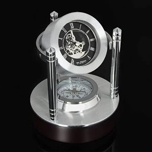 Mantel Clock Mini Skeleton with Compass